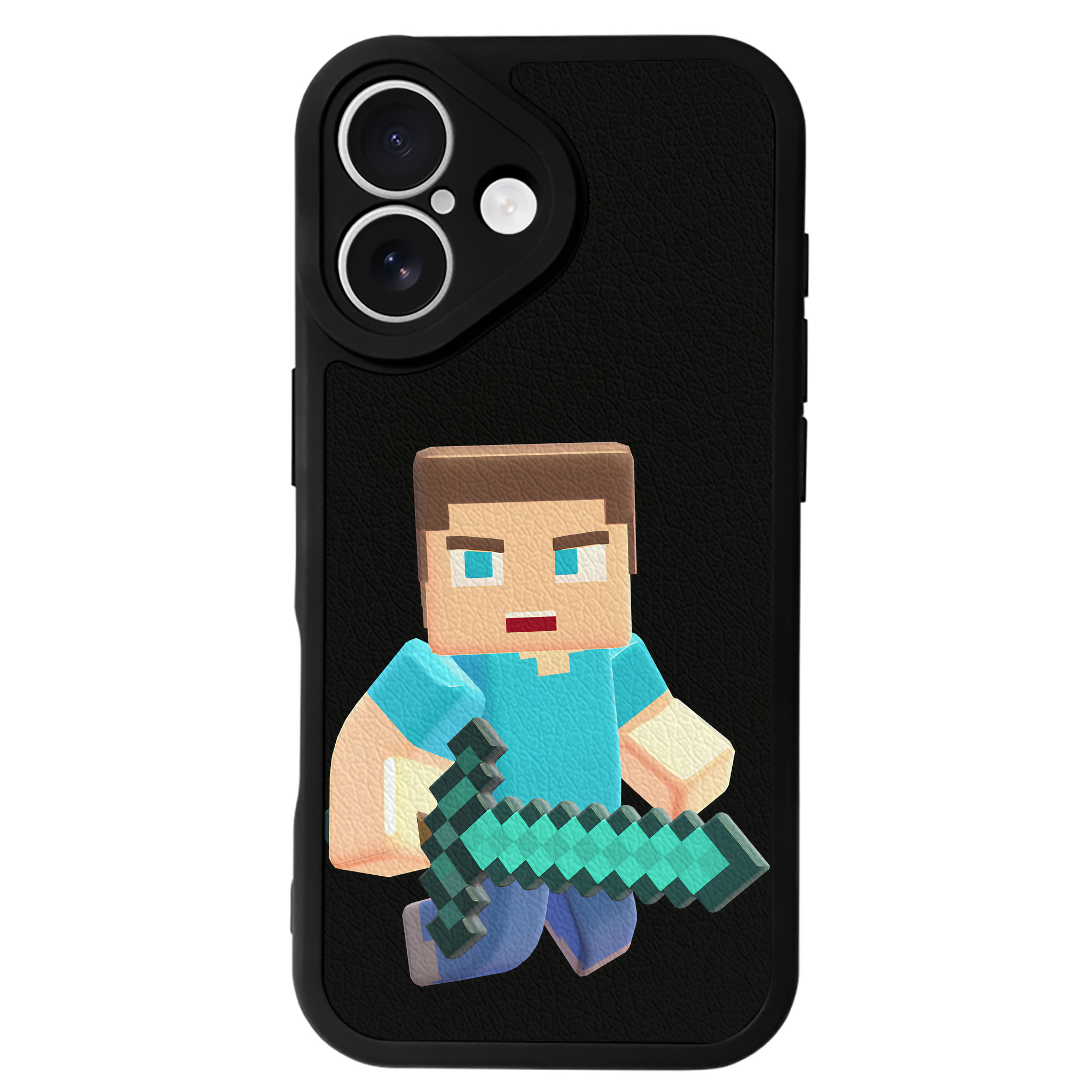 （画像用） マインクラフト ブロックの世界 Minecraft MC Block world 【iPhone 16シリーズ対応】シリコンスマホケース（レザー調） 材質：シリコン